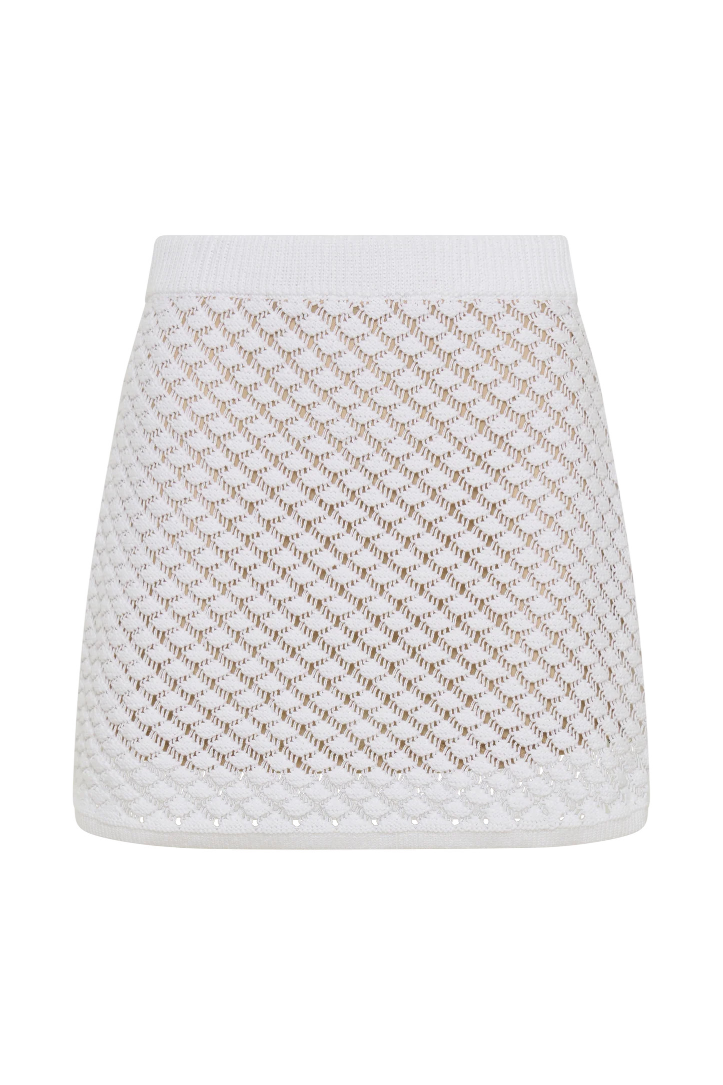Lorenza Knit A-Line Mini Skirt - Ivory | MESHKI US