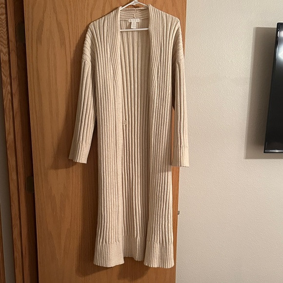Cream Ribbed Long Cardigan | Poshmark