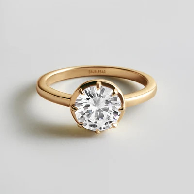 Stacey 14K Gold Crystal Ring - Round Cut | BaubleBar