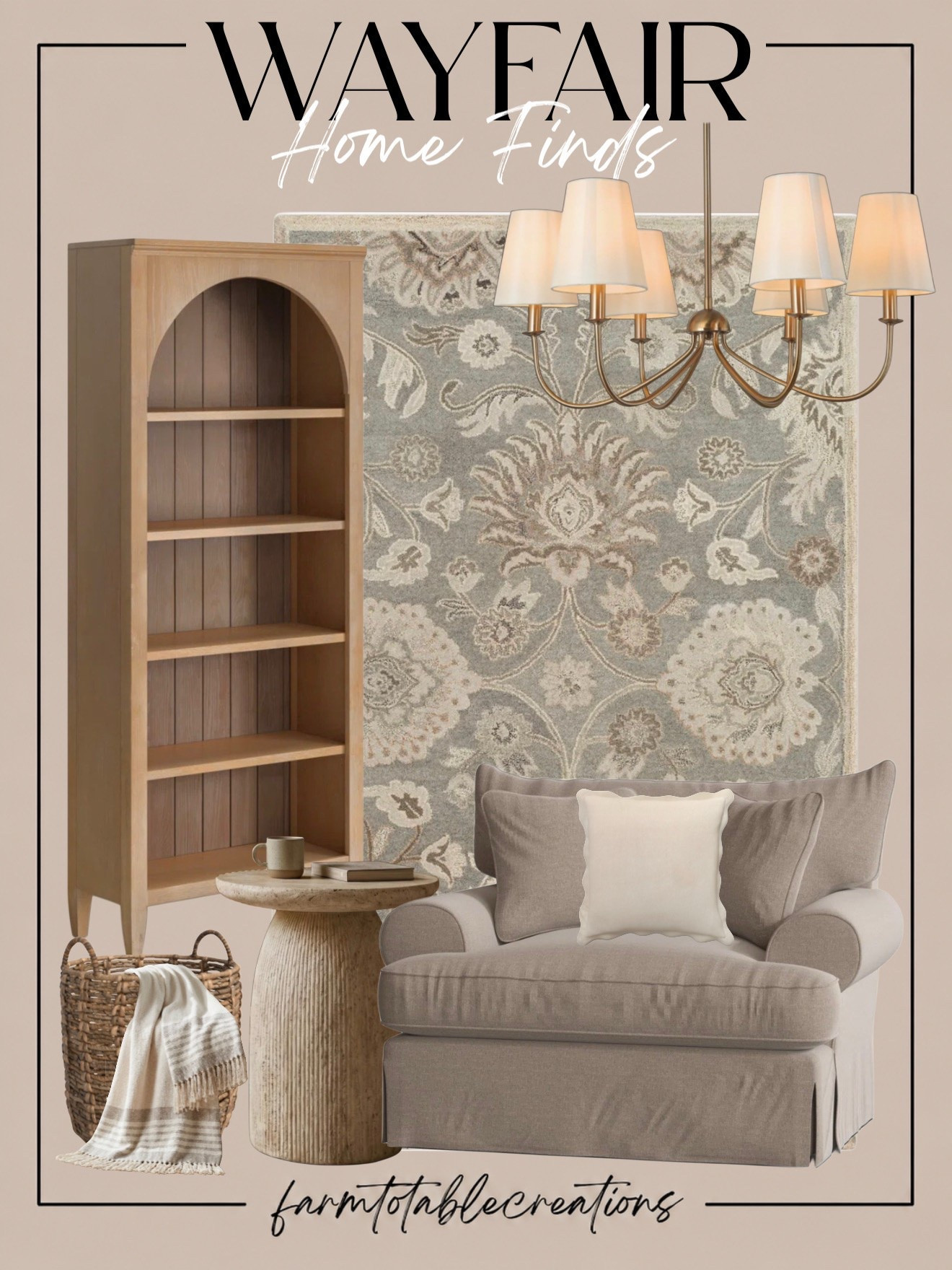 Wayfair Cozy Corner Finds 🤍

Creating a cozy little corner is all about layering warm textures, soft neutrals, and timeless pieces—and these Wayfair finds do it beautifully. The oversized chair looks made for curling up with a book, while the arched bookcase and floral rug add that collected, designer-inspired feel.

Follow @farmtotablecreations on Instagram for more cozy home finds and trending decor.

The warm brass chandelier, woven basket, textured side table, and soft throw pull everything together without making the space feel overly styled. Such a pretty combination for a living room, reading nook, bedroom, or quiet corner of your home.

#LTKHome #WayfairFinds #WayfairHome #Wayfair #HomeDecor #CozyHome #ReadingNook #LivingRoomInspo #NeutralHome #HomeFinds #DesignerInspired #CozyLiving #WarmNeutrals #TraditionalHome #HomeStyling

#LTKSaleAlert #LTKHome