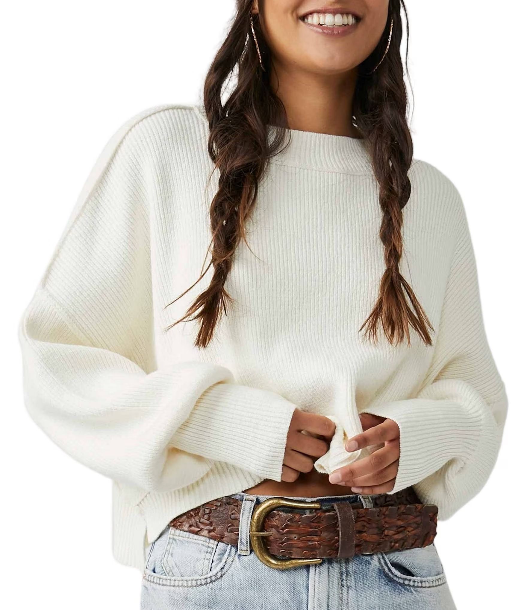 Easy Street Mock Neck Long Sleeve Crop Pullover Sweater | Dillard's