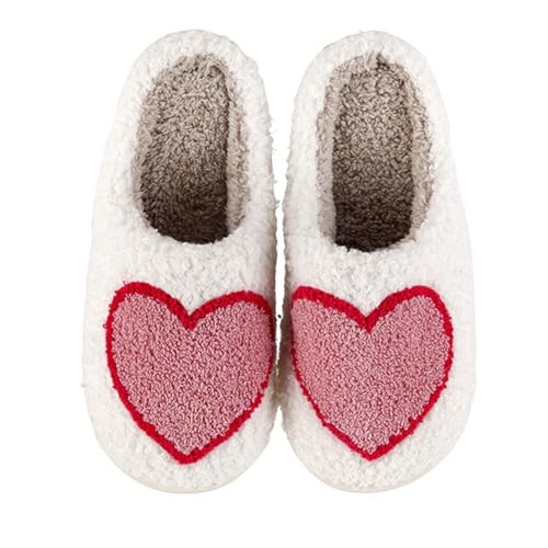 KWEVTSL Heart Slippers for Women – Cute Fuzzy Plush House Shoes with Red Heart Design, Cozy Indoor Non-Slip Bedroom Slippers, Valentine’s Day Gifts L 4344 | Amazon (US)