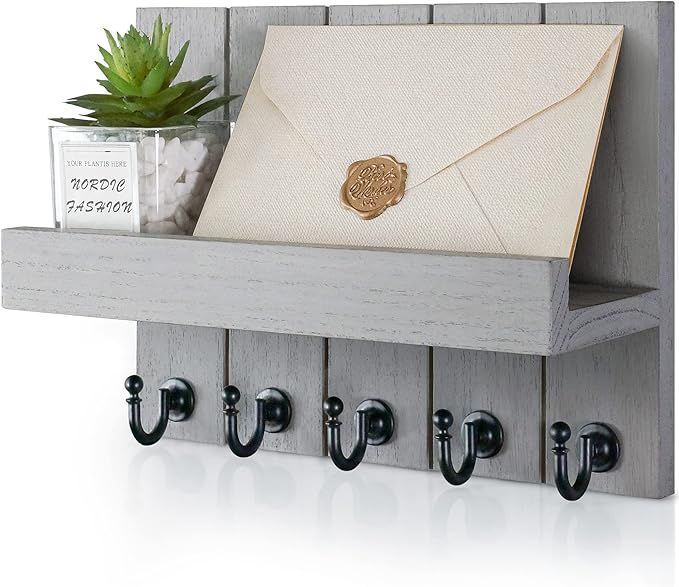 Amazon.com: Decorative Farmhouse Key Holder for Wall - Elegant Wall Mounted Key Racks with Modern... | Amazon (US)