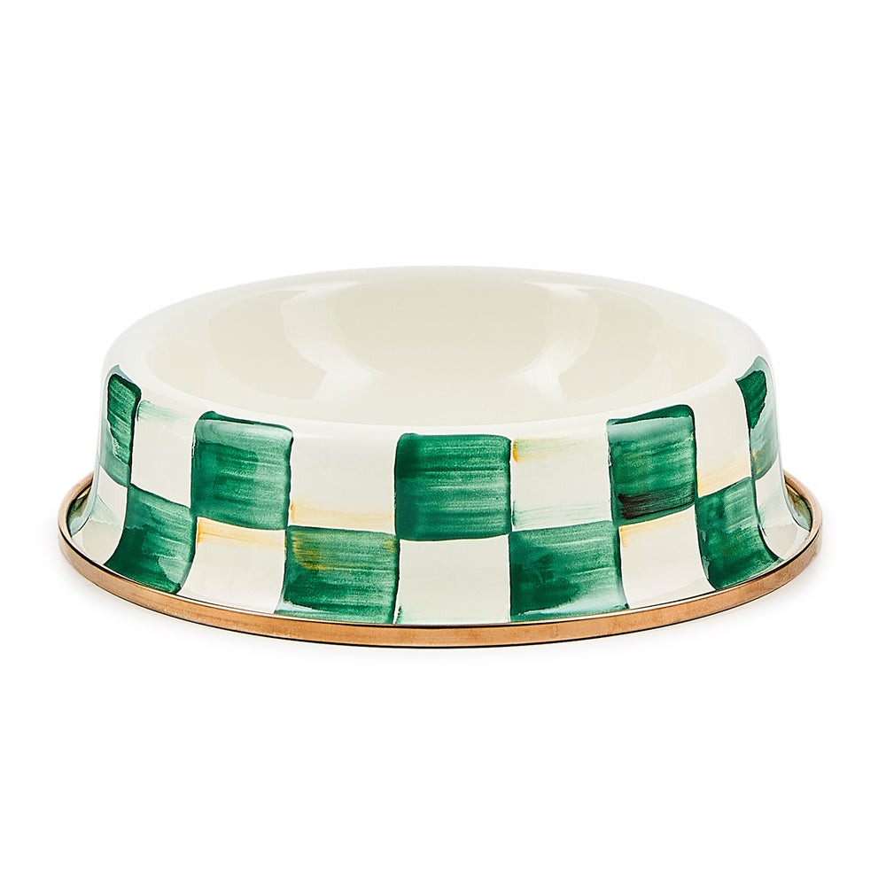 Emerald Check Small Pet Dish | MacKenzie-Childs