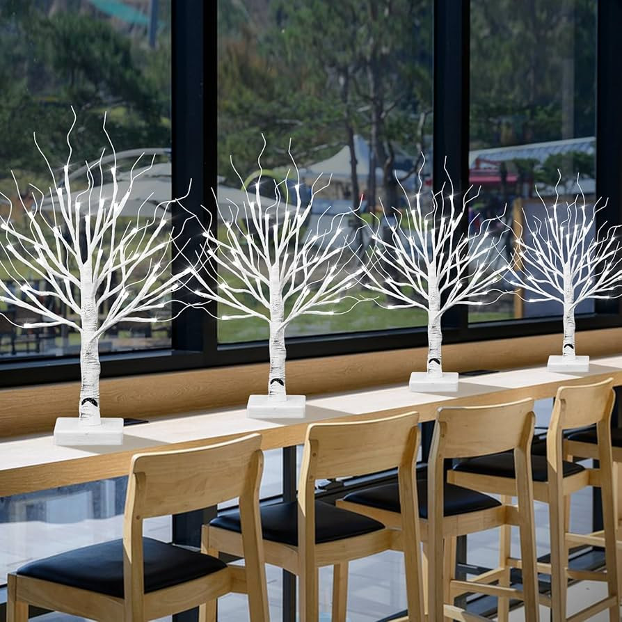 4pcs 36LED Lighted Birch Tree Home Decor - White Birch Tree with Lights Money Tree Wedding Center... | Amazon (US)