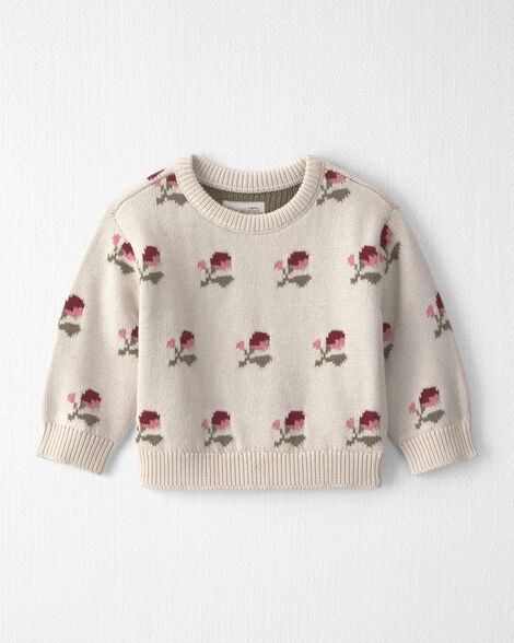 Baby Organic Cotton Sweater Knit Pullover in Wildflower Maize - Little Planet | Carter's | Carter's Inc