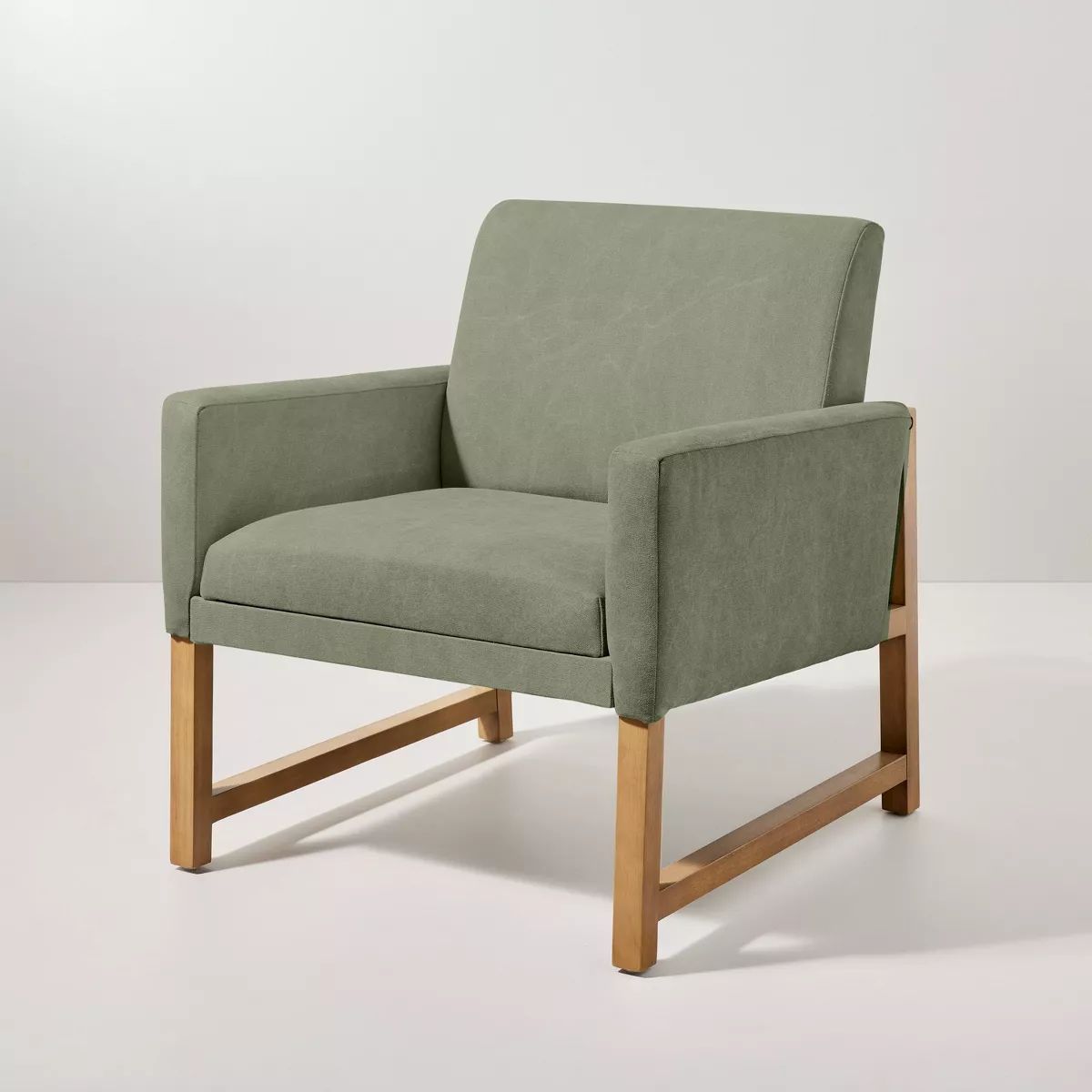 Canvas Upholstered Accent Arm Chair - Olive/Khaki - Hearth & Hand™ with Magnolia | Target