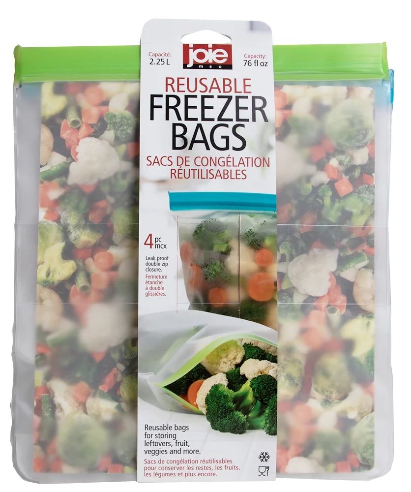 Joie Reusable Freezer Bags, Assorted Pack of 4, Double Zip Closure to Seal in Freshness | Walmart (US)