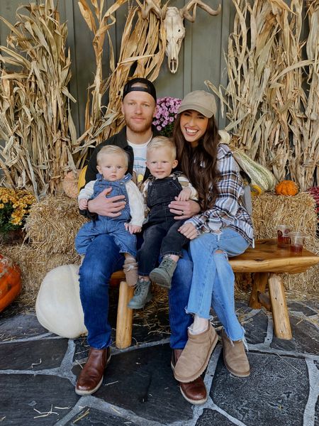 fall family outfits, fall family pictures, fall trip outfit, shacket outfit, mini uggs outfit, baseball cap outfit, mens fall outfit, baby boy fall outfit, toddler boy fall outfit, toddler overalls, baby overalls, baby booties, velcro booties 

#LTKfamily #LTKkids #LTKSeasonal