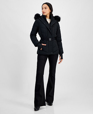 MICHAEL Michael Kors Womens Detail Back Hooded Puffer Coat, Created for Macys - Macy's | Macy's