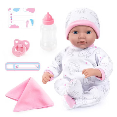 Bayer: Reborn 15" Baby Doll Set - White Pink Elephant - Life-Like Doll, Blanket, Bottle, Pacifier, Name Tag & Birth Certificate | Target