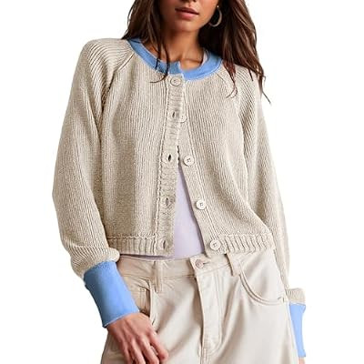 UNCLECAT Women's Cropped Cardigan Sweaters Fall Long Sleeve Open Front Cardigans Bu… | Amazon (US)