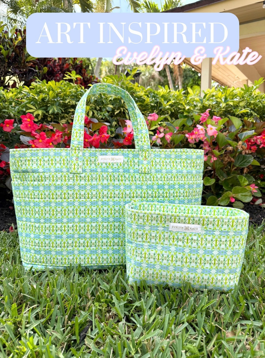 This beautiful quilted bag from Evelyn and Kate is versatile and effortless with a brass zipper to keep all your belongings in place. On our recent trip to Florida, I was able to use it as my personal carry-on and as a bag for the pool. It has inside and outside pockets and a large middle area. The smaller zipper pouch was perfect for storing chargers & snacks on the flight and sunscreen at the pool. Both the tote bag and zipper pouch are designed from original oil paintings and made of a soft cotton-linen and sewn with a modern box stitch. I used this Georgia Mirror silk scarf as a sarong at the pool. It is made from 100% silk and is absolutely stunning in person. Each bag, scarf, keychain & home accent is designed from one of Evelyn and Kate’s original oil paintings ☀️

#LTKSwim #LTKTravel #LTKItBag