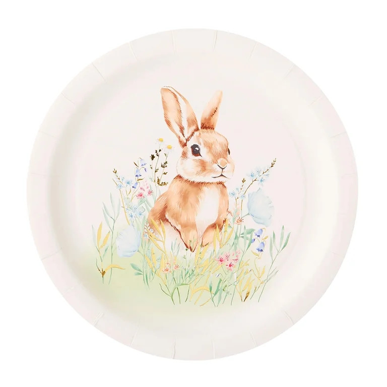 Multicolor Field Bunny Disposable Paper Plates, 9", 8 Count, Easter by Way To Celebrate | Walmart (US)