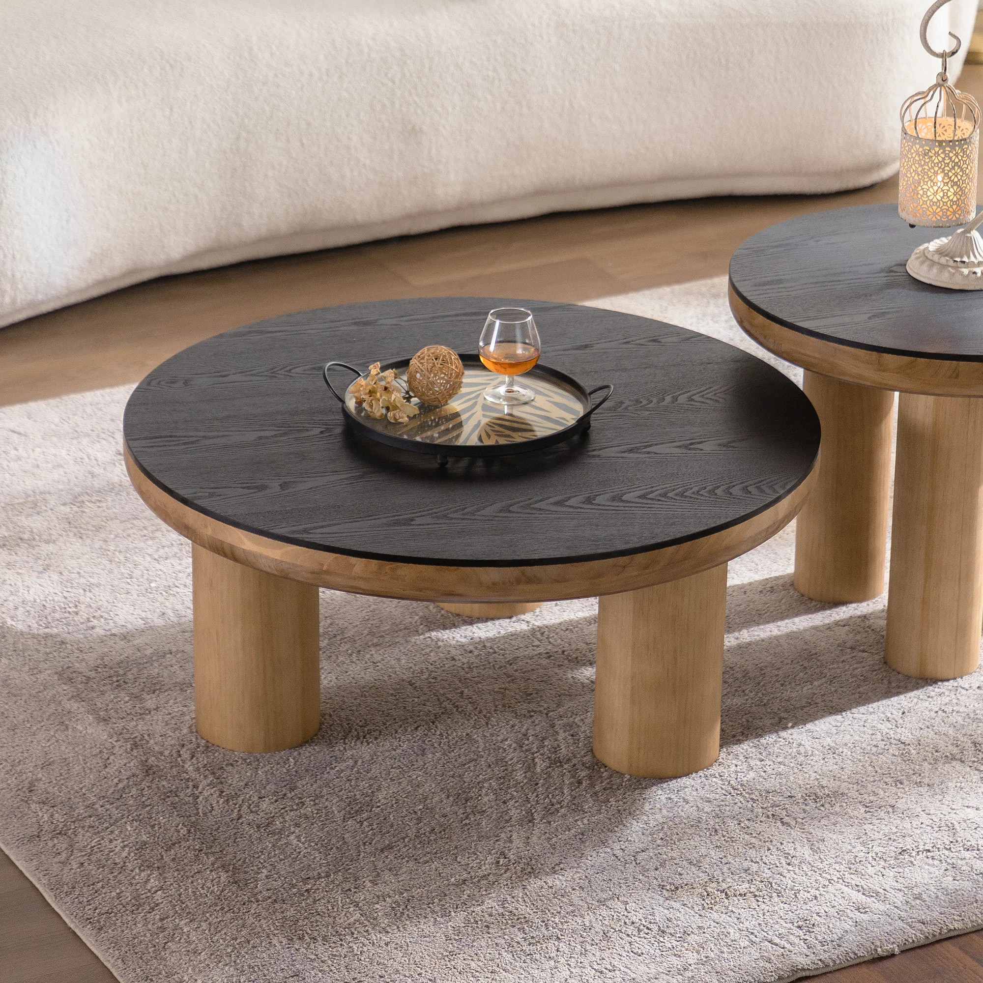 35.4" Round Coffee Table With 3 Legs Pedestal Modern&Farmhouse Styles For Living Room&Bedroom | Wayfair North America