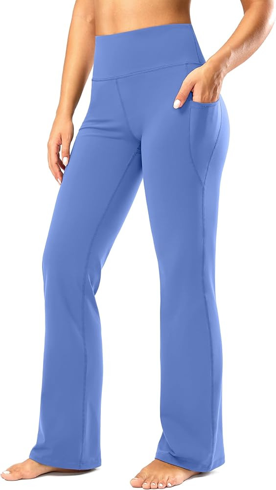 28"/30"/32"/34" Inseam Women's Bootcut Yoga Pants Long Bootleg High-Waisted Flare Pants with Pock... | Amazon (US)
