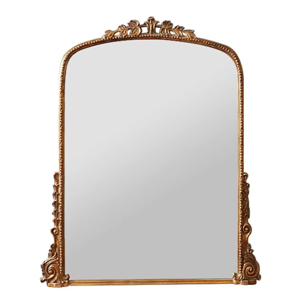 Vintage Exquisite Carved Vanity Mirror Porch Decoration Hanging Mirror French Fireplace Hanging Mirr | Amazon (US)