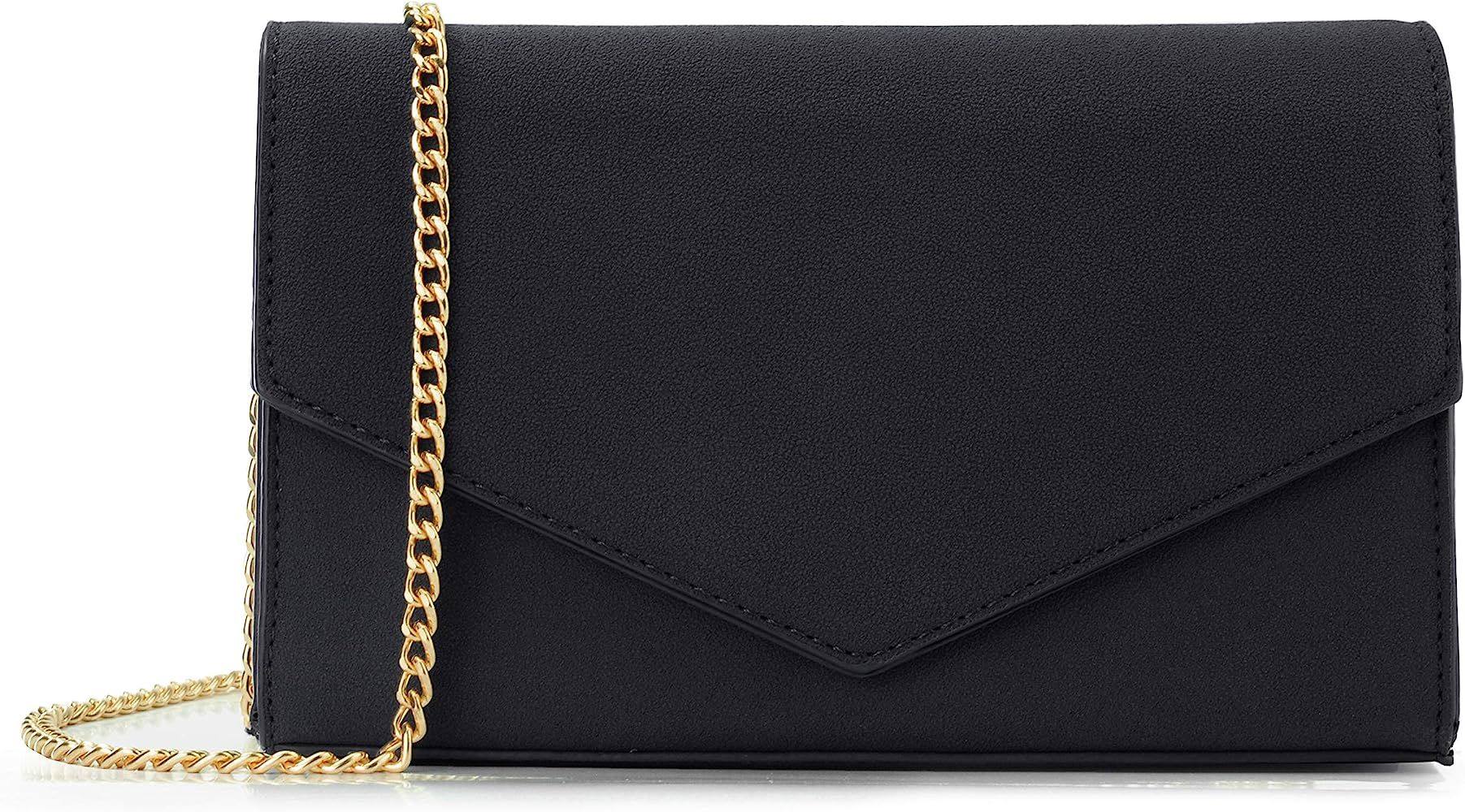 Minimalist Evening Envelope Clutch Chain Shoulder Bag Women Faux Leather Suede Purse | Amazon (US)