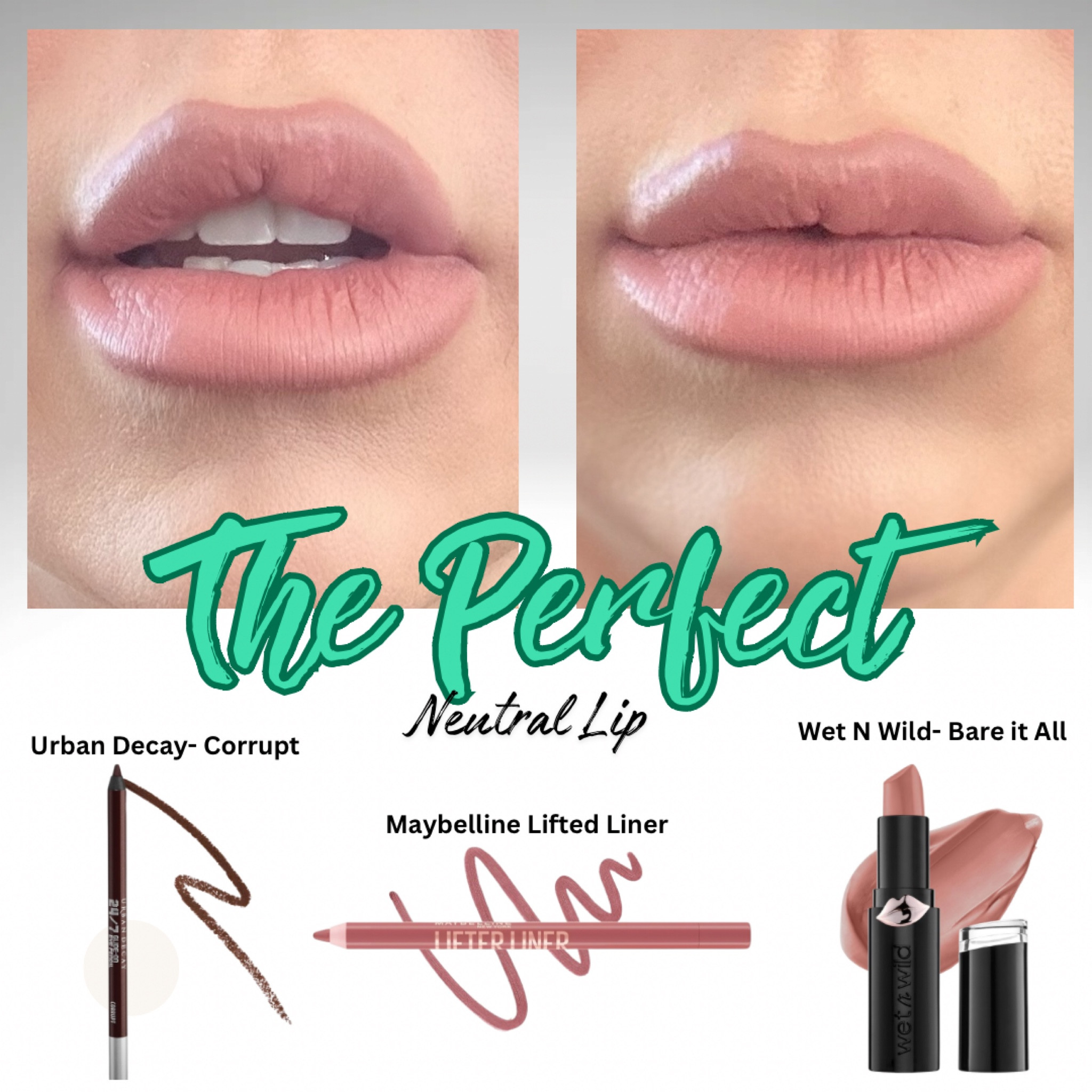 My hack for the perfect Nuetral Lip! I love a matte personally! I use the dark to line just top and bottom and gently blend. I use the pink liner to coat the entire lip for longer wear! And finally pucker the whole look up with Bare it all on top! Just throw some chapstick or gloss over! 💋

#LTKSaleAlert #LTKBeauty #LTKStyleTip
