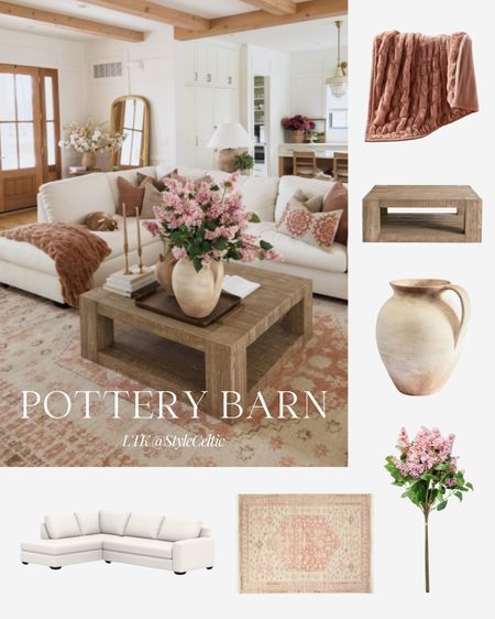 Warm Neutral Home Decor Inspiration from Pottery Barn✨
.
.
Pottery barn, home decor, weathered vase, beige vases, pink flowers, rustic home decor, brown coffee table, rust colored throw blanket, white sectional couch, vintage rug, warm tone decor, brown and beige decor, modern home decor, home finds, home essentials

#LTKStyleTip #LTKHome #LTKFamily