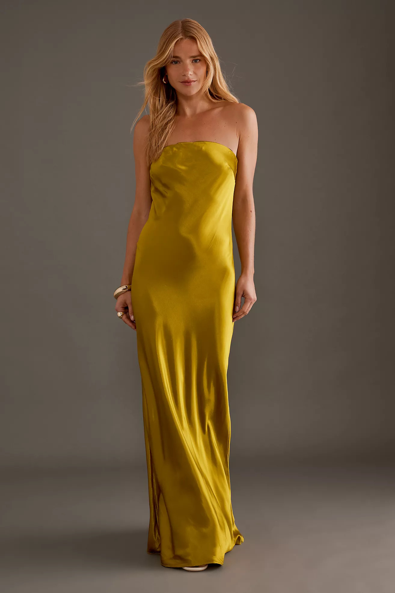 The Fleur Strapless Satin Maxi Slip Dress | Anthropologie (UK)