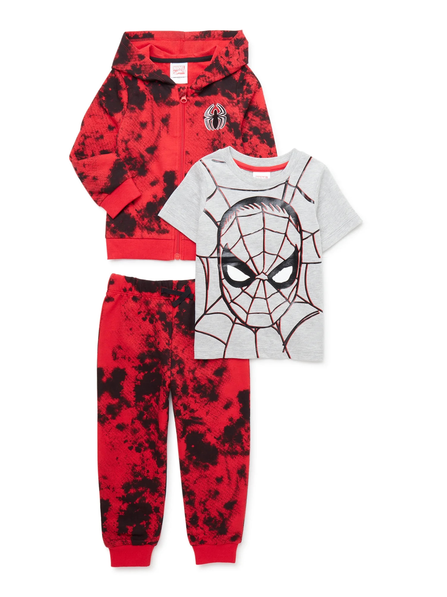 Spider-man Baby and Toddler Boy Zip Hoodie, Short-Sleeve T-Shirt, and Jogger Pant Outfit Set, 3-P... | Walmart (US)