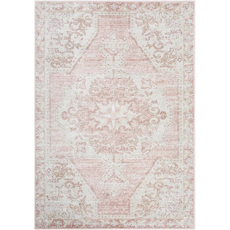 Cabell Performance Pink/White Rug | Wayfair North America
