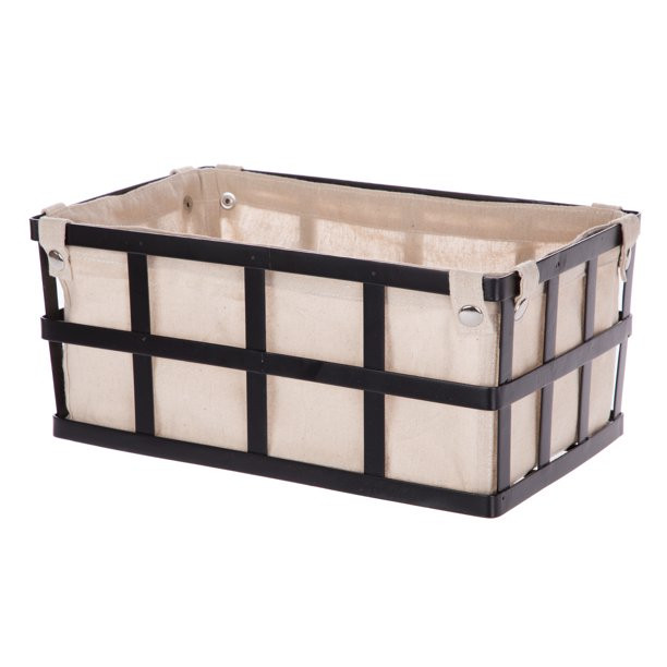 Mainstays Black Rectangle Metal Storage Basket with Removable Liner - Walmart.com | Walmart (US)