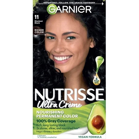 Garnier Nutrisse Nourishing Hair Color Creme, 11 Blackest Black, 1 Kit | Walmart (US)