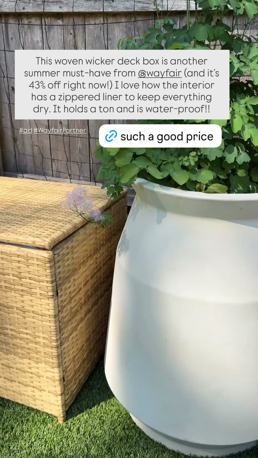 This woven deck box is a summer must-have that I grabbed from @Wayfair! It’s 43% off today and holds a ton. I love the interior zippered liner, which keeps everything extra dry and protected! Perfect for your backyard, patio or deck.

#LTKSaleAlert #LTKHome #LTKvlog