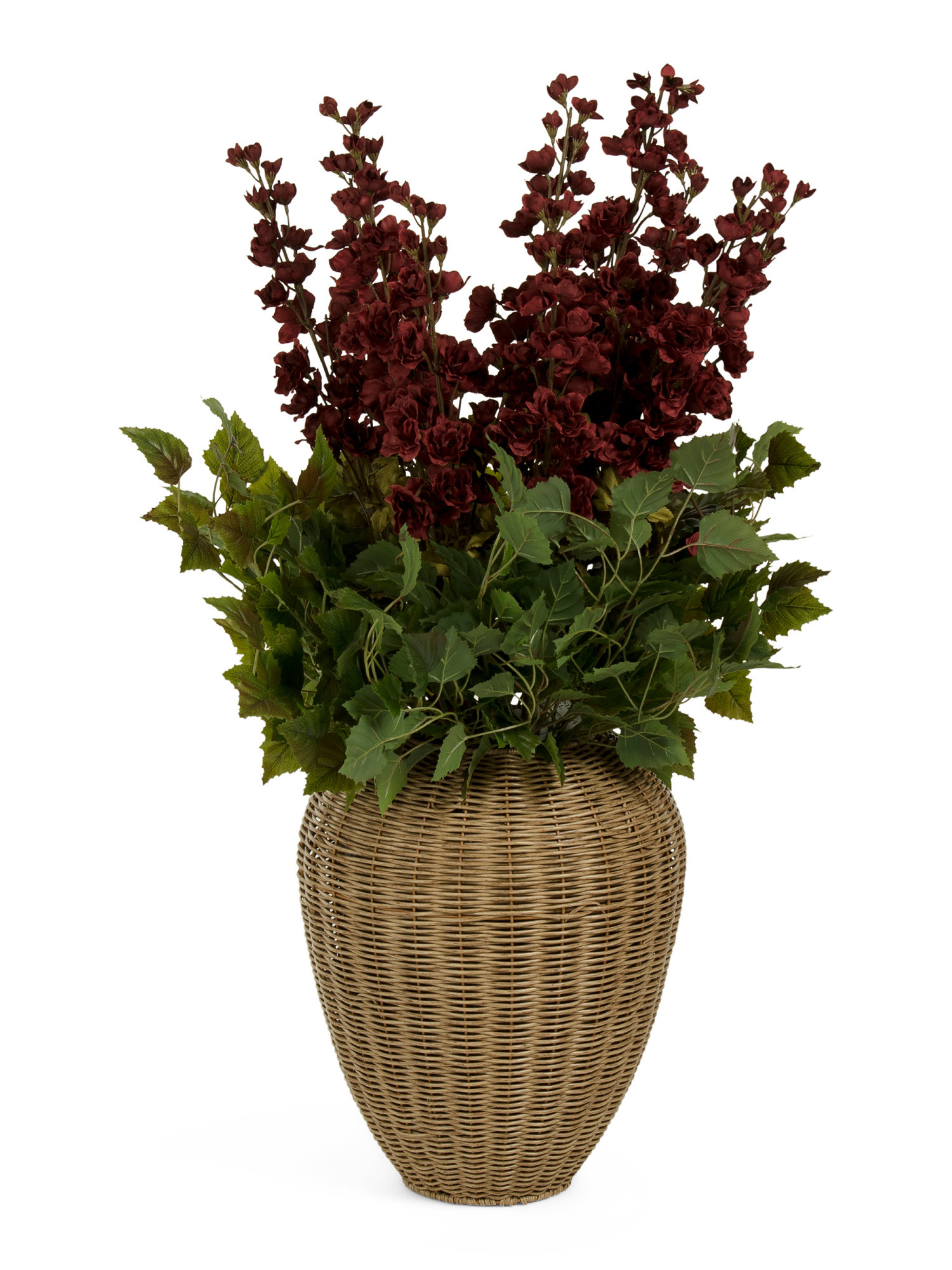 37in Faux Delphinium Floral In Woven Porch Pot | TJ Maxx