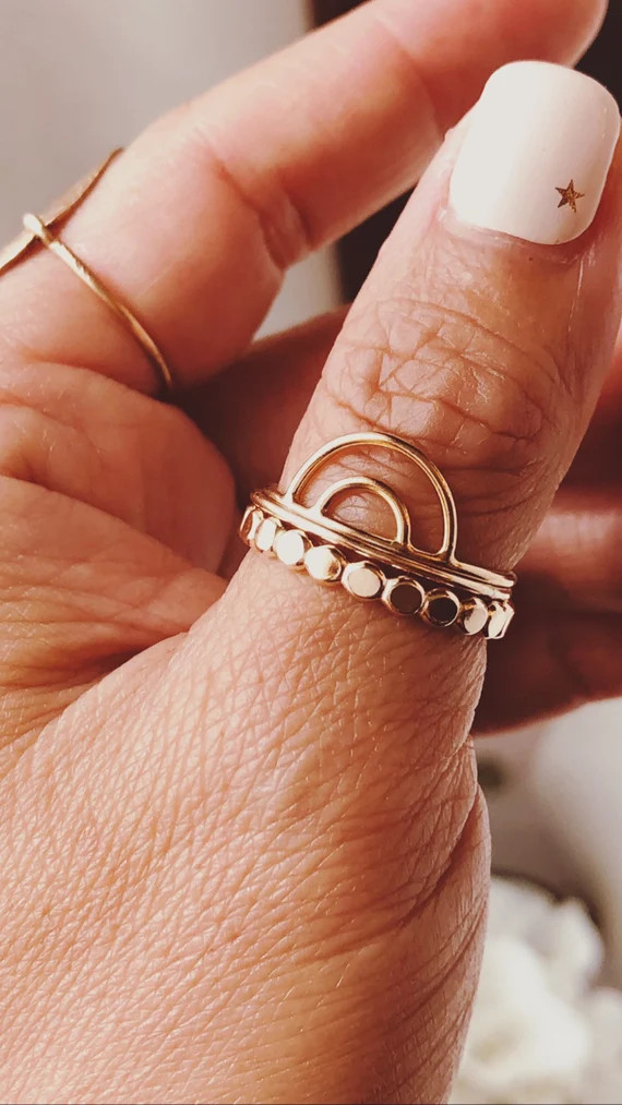 Rainbow Ring Double Arch Ring Dainty Ring Minimalist | Etsy | Etsy (US)