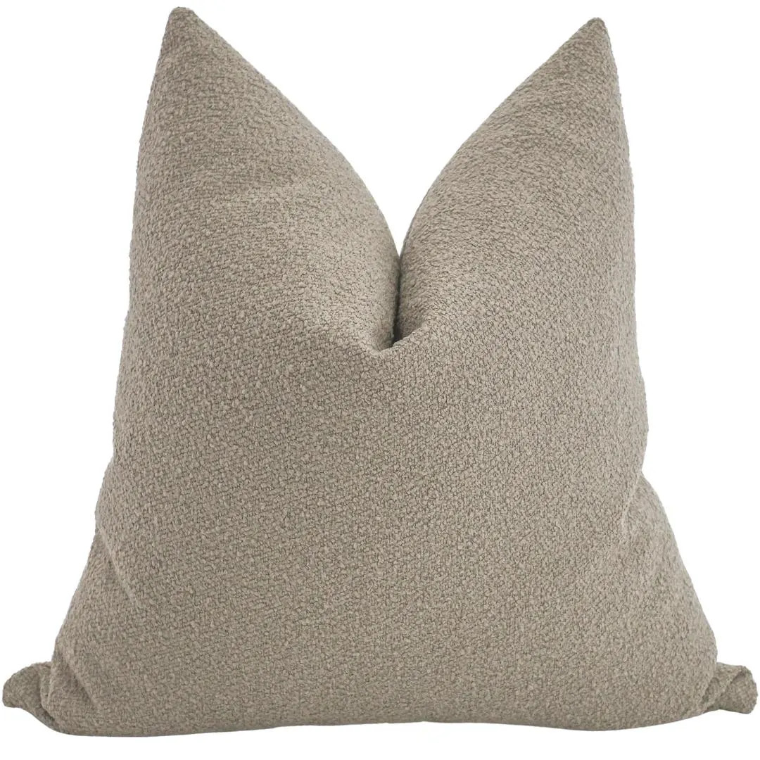 Taupe Boucle Indoor/Outdoor Pillow Cover, Taupe Pillow Cover, Boucle Pillows, Designer Pillow, Ou... | Etsy (US)