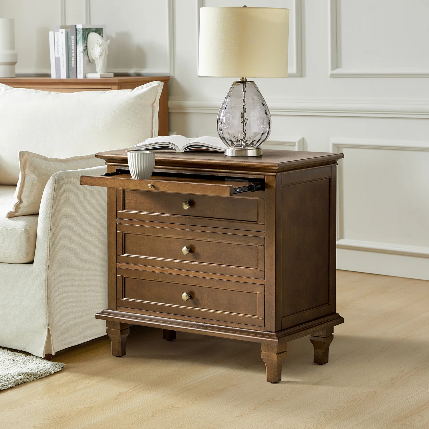 Lark Manor™ Arthelia Traditional 28.37''W 3-Drawer Nightstand with Charging Station and Pull-ou... | Wayfair North America