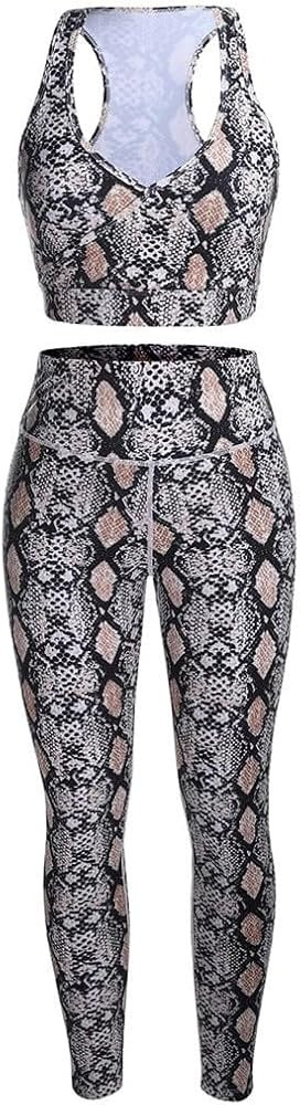 2 Pieces Snake Print Racerback Bra High Waist Leggings | Amazon (US)