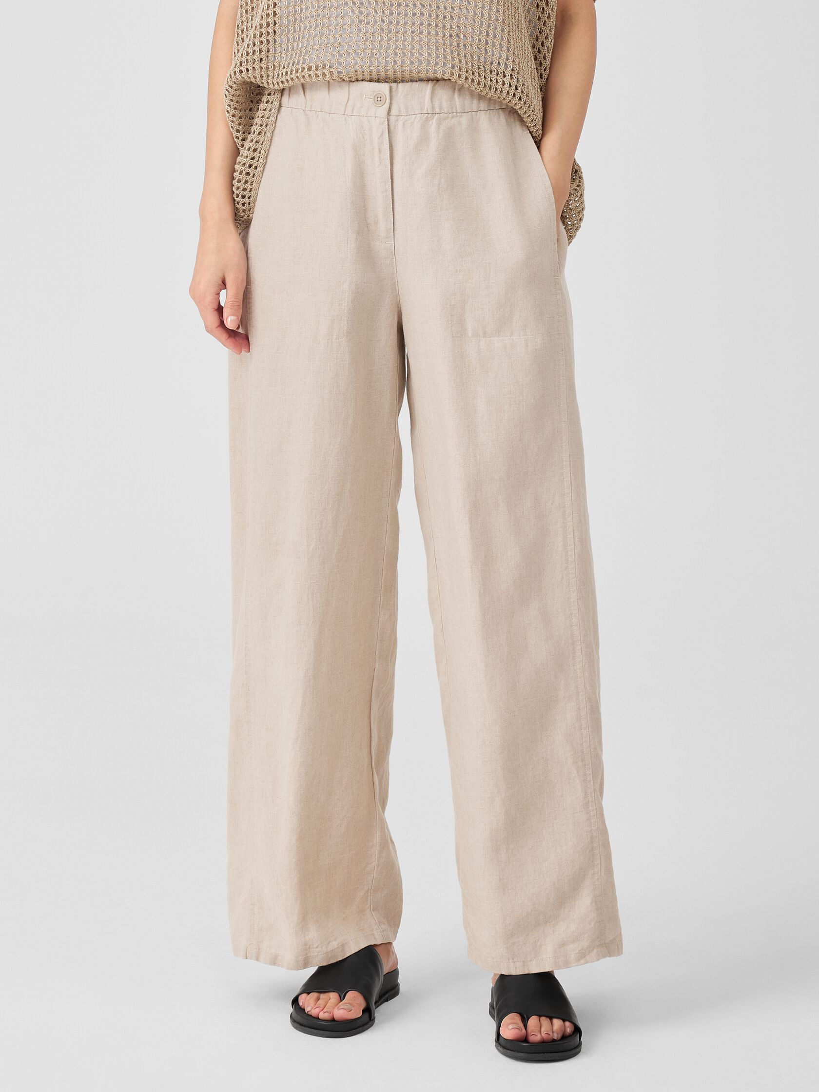 Organic Linen Wide Trouser Pant | Eileen Fisher