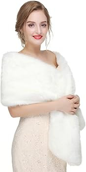 Women's Faux Fur Shawl Wrap Cape for Bridal Wedding Party Blue Artificial Wool | Amazon (US)