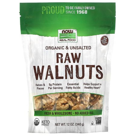 NOW Foods Real Food Organic Raw Walnuts Unsalted 12 oz (340 g) | Walmart (US)