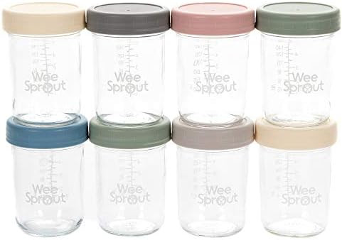 WeeSprout Glass Baby Food Storage Jars - 8 Set | 8 oz Baby Food Jars with Lids | Freezer Storage | R | Amazon (US)
