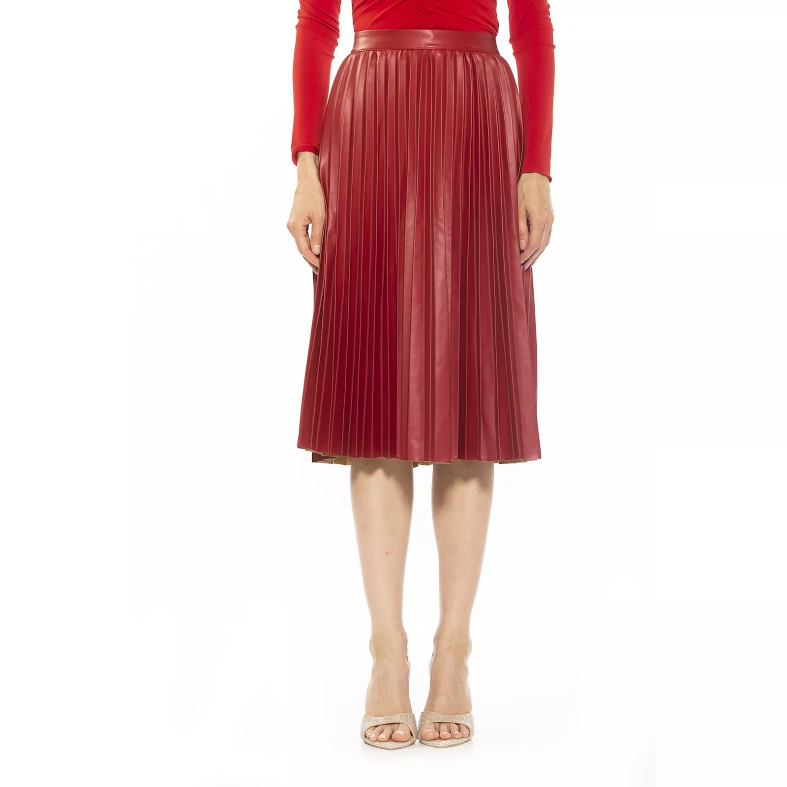 Women's Alexia Admor Luca Leather Midi Skirt, Size: Small, Red Overfl | Kohl's