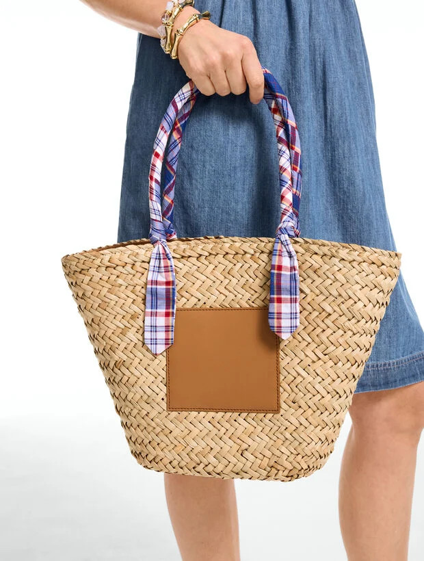 Fresh Madras Scarf Straw Tote | Talbots