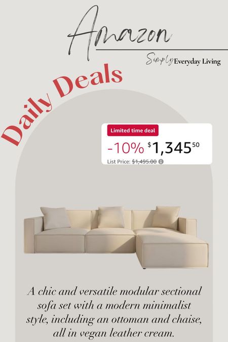 Amazon daily Deals✨ A stylish and versatile modular sectional sofa set in modern minimalist style, perfect for living rooms.
#ModularSectional, #LivingRoomFurniture, #ModernStyle, #VeganLeather, #HomeDecor

#LTKhome
