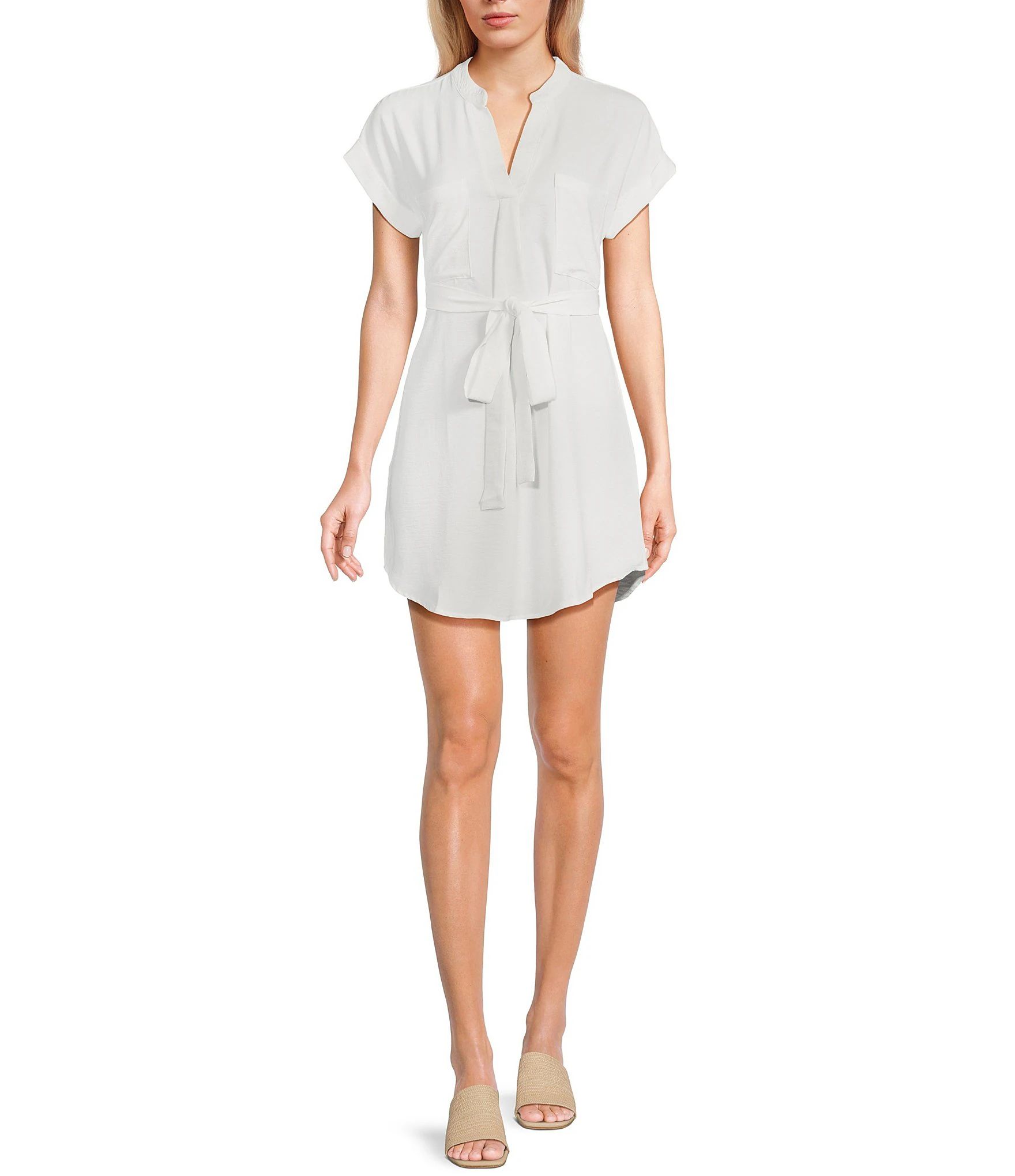 Blu Pepper Short Sleeve Button Back Belted Shirt Dress | Dillard's | Dillard's