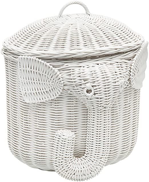 Kouboo 1060103 Rattan Elephant Storage Basket, White | Amazon (US)