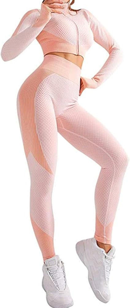 Lrady Women's Workout Outfit 2 Pieces Tracksuit-Seamless Yoga Leggings and Stretch Sports Bra Gym Cl | Amazon (US)