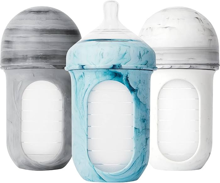Boon Nursh Reusable Silicone Pouch Baby Bottles - Medium Flow Nipple - Silicone Baby Bottle Pouch... | Amazon (US)