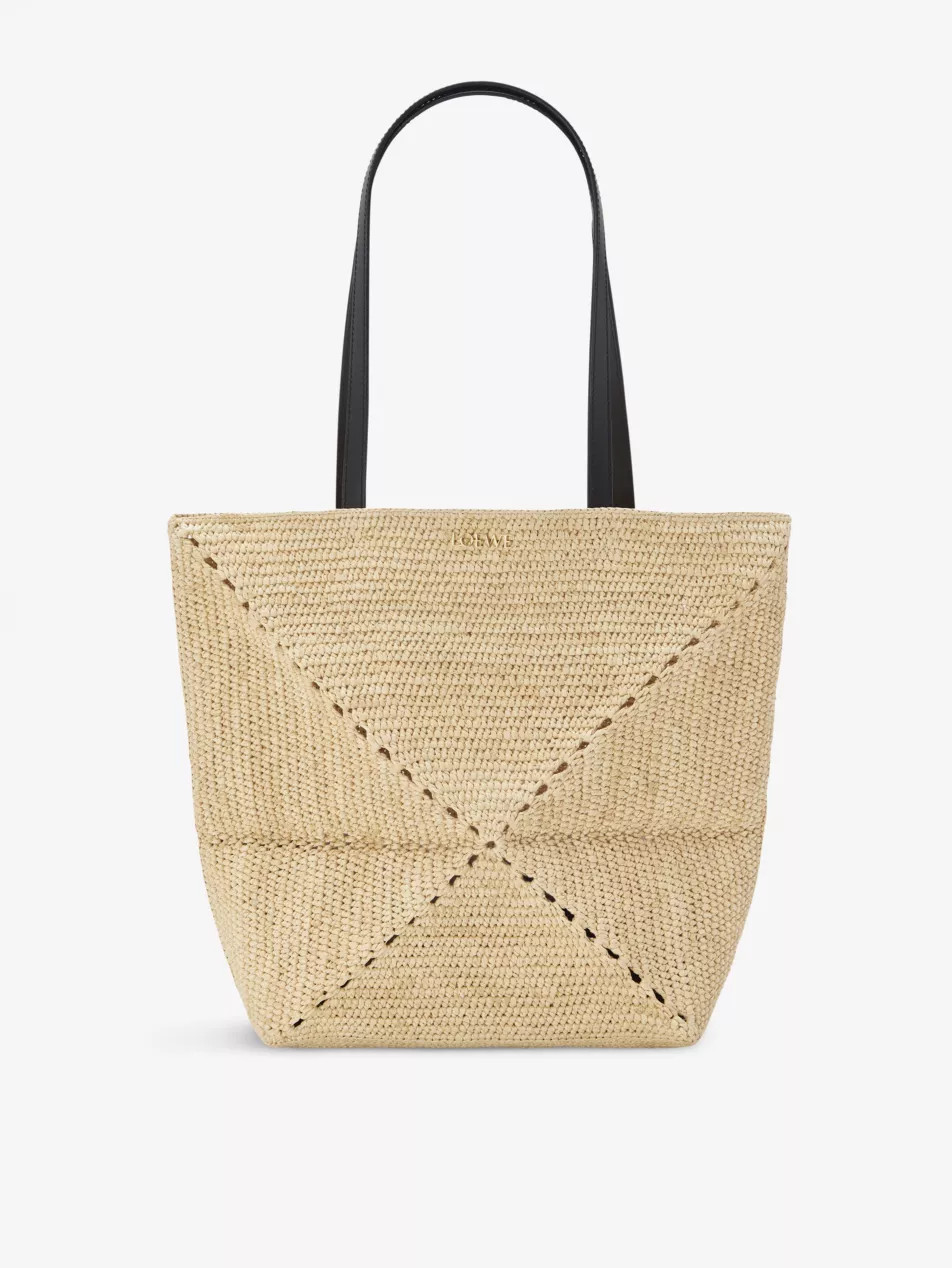 Loewe x Paula's Ibiza Puzzle Fold medium raffia tote bag | Selfridges