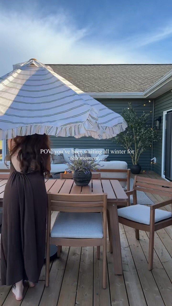 when the umbrella goes up… you know it’s almost patio season ☀️🤎

and can we talk about this umbrella?! found it at Home Hardware of all places for only $69 and I’m honestly shocked 😭

the ruffles, the striping, the vintage feel… it looks SO much more expensive than it was!

#LTKsale #LTKcanada #LTKhome