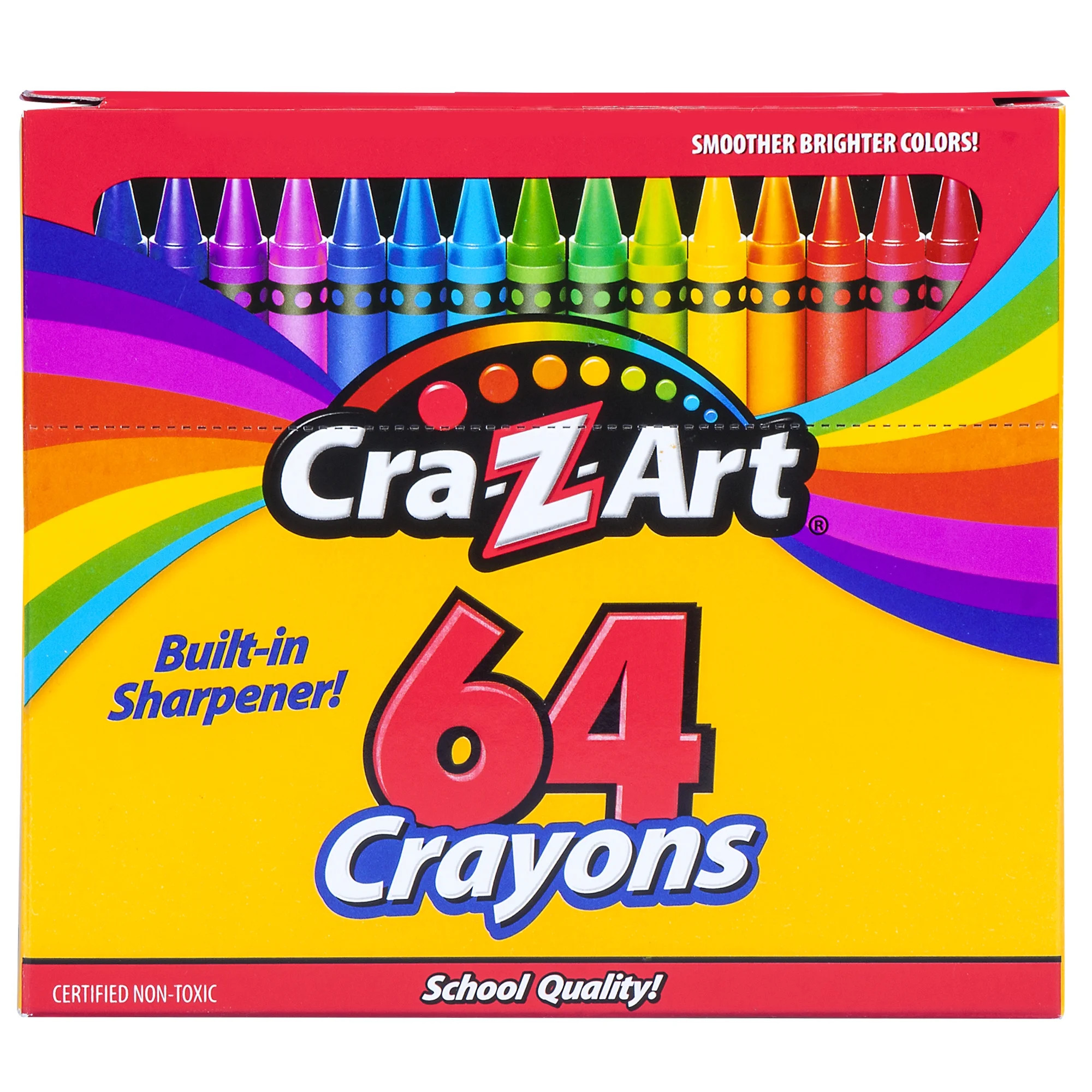 Cra-Z-Art Classic Crayons Multicolor Bulk Pack, 64 Count, Built-in Sharpener, School Supplies | Walmart (US)