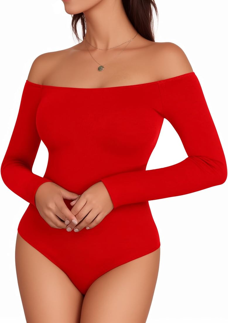 MANGOPOP Off The Shoulder Long Sleeve Short Sleeve Bodysuit for Women | Amazon (US)